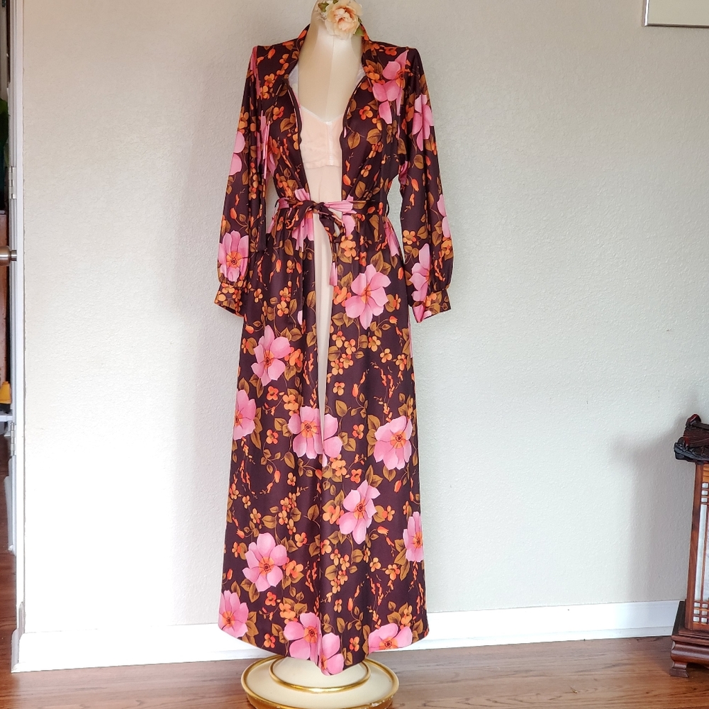 Vintage Bed Coat Robe w zip & waist tie - Picture 1 of 15